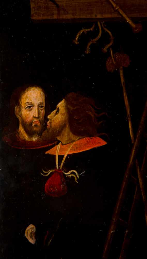 16th century Flemish School."Ecce Homo"Oil and gold illumination on panel. 37,9 x 29,1 cm.This - Image 7 of 7