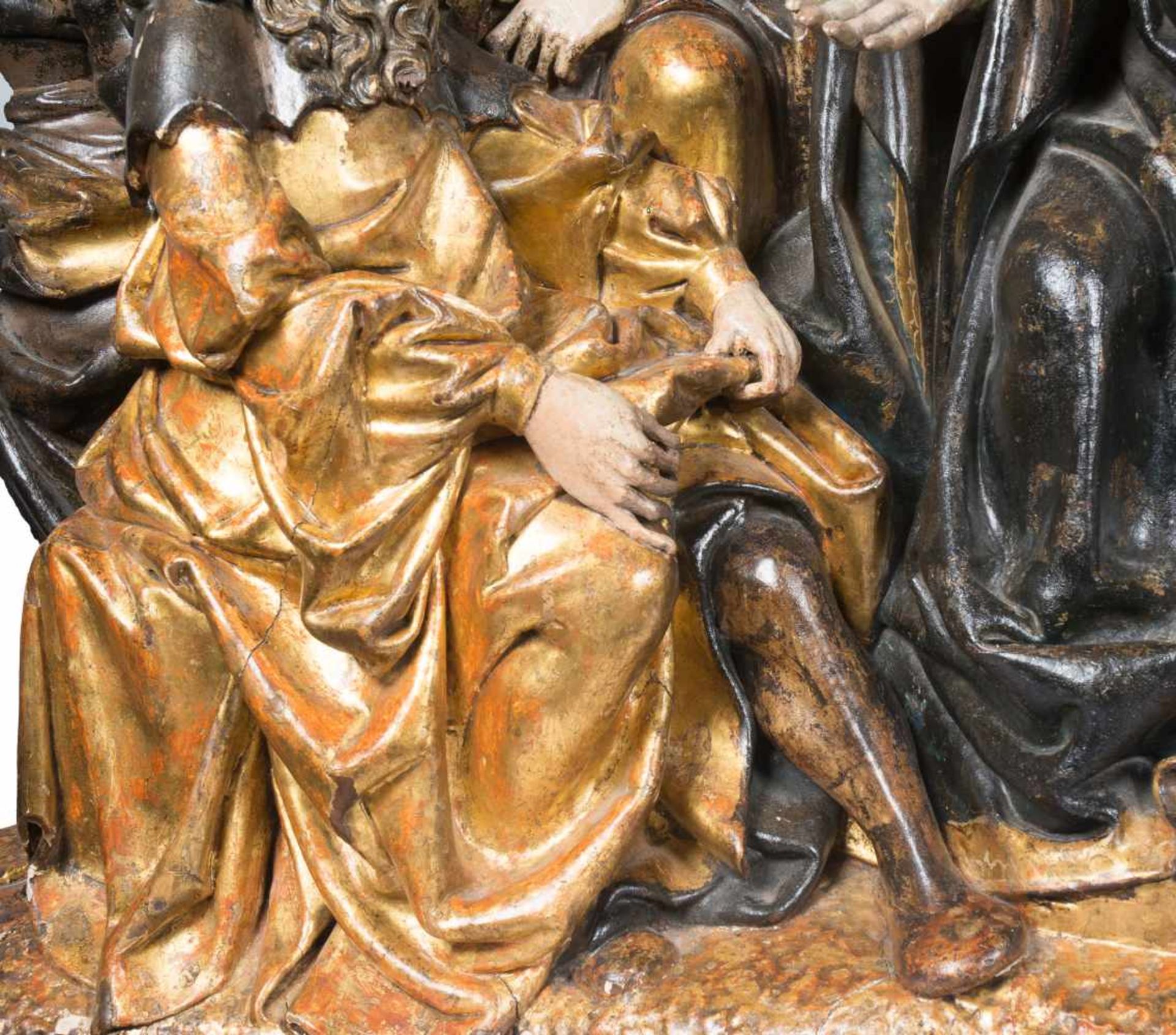 Magnificent carved, gilded and polychromed sculptural group. Flemish or German School. Limburg or - Bild 5 aus 22