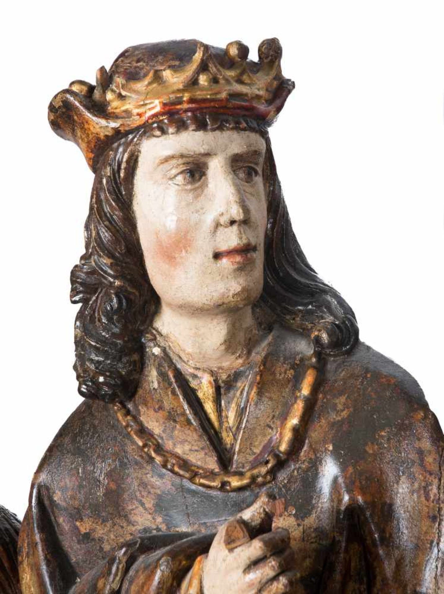 Magnificent carved, gilded and polychromed sculptural group. Flemish or German School. Limburg or - Bild 19 aus 22