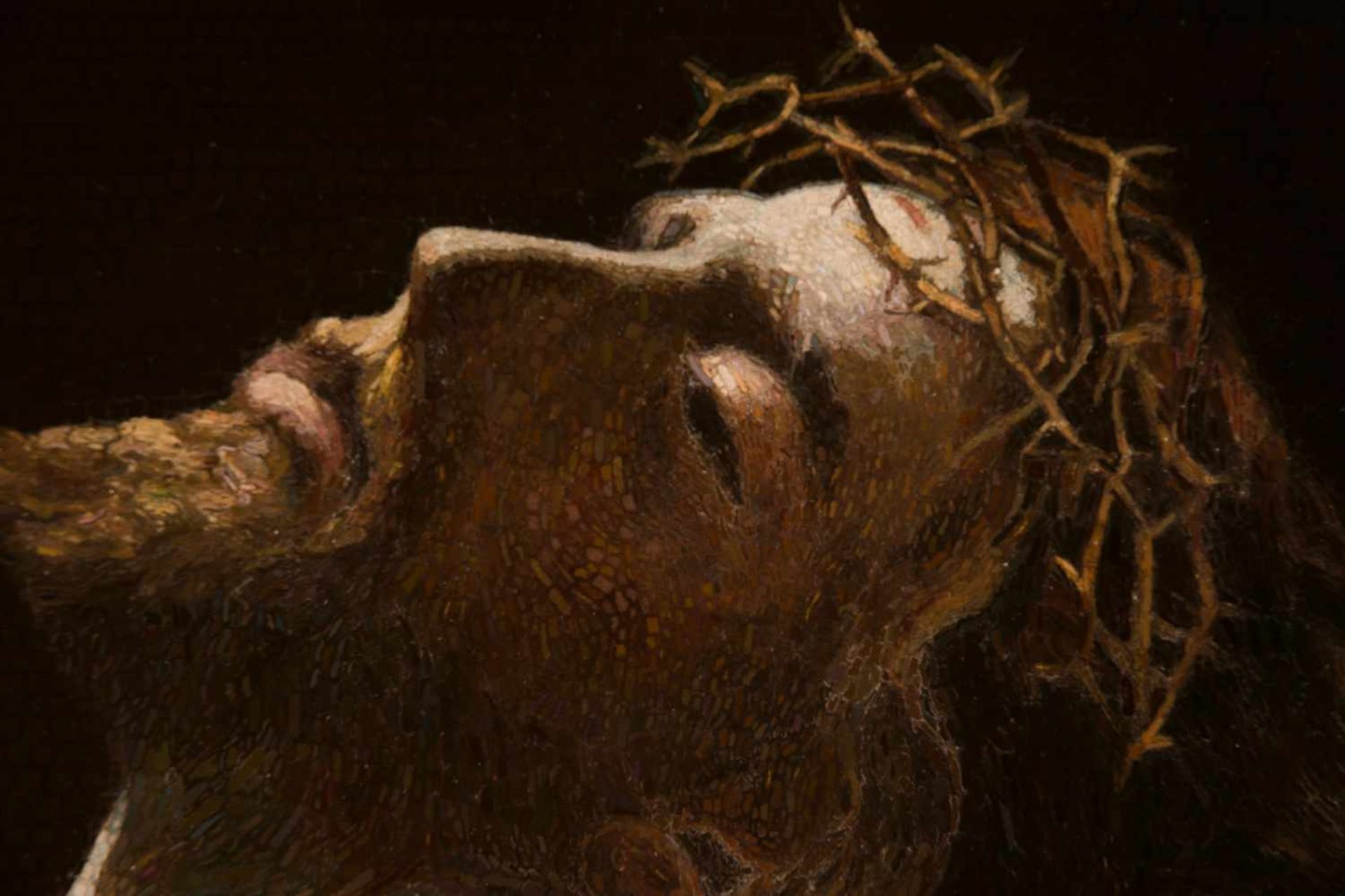 Romolo Sellini (Italy, 1914 - 1998)"The Dead Christ"Micromosaic. Signed. 30 x 38 cm.Italian - Bild 3 aus 3