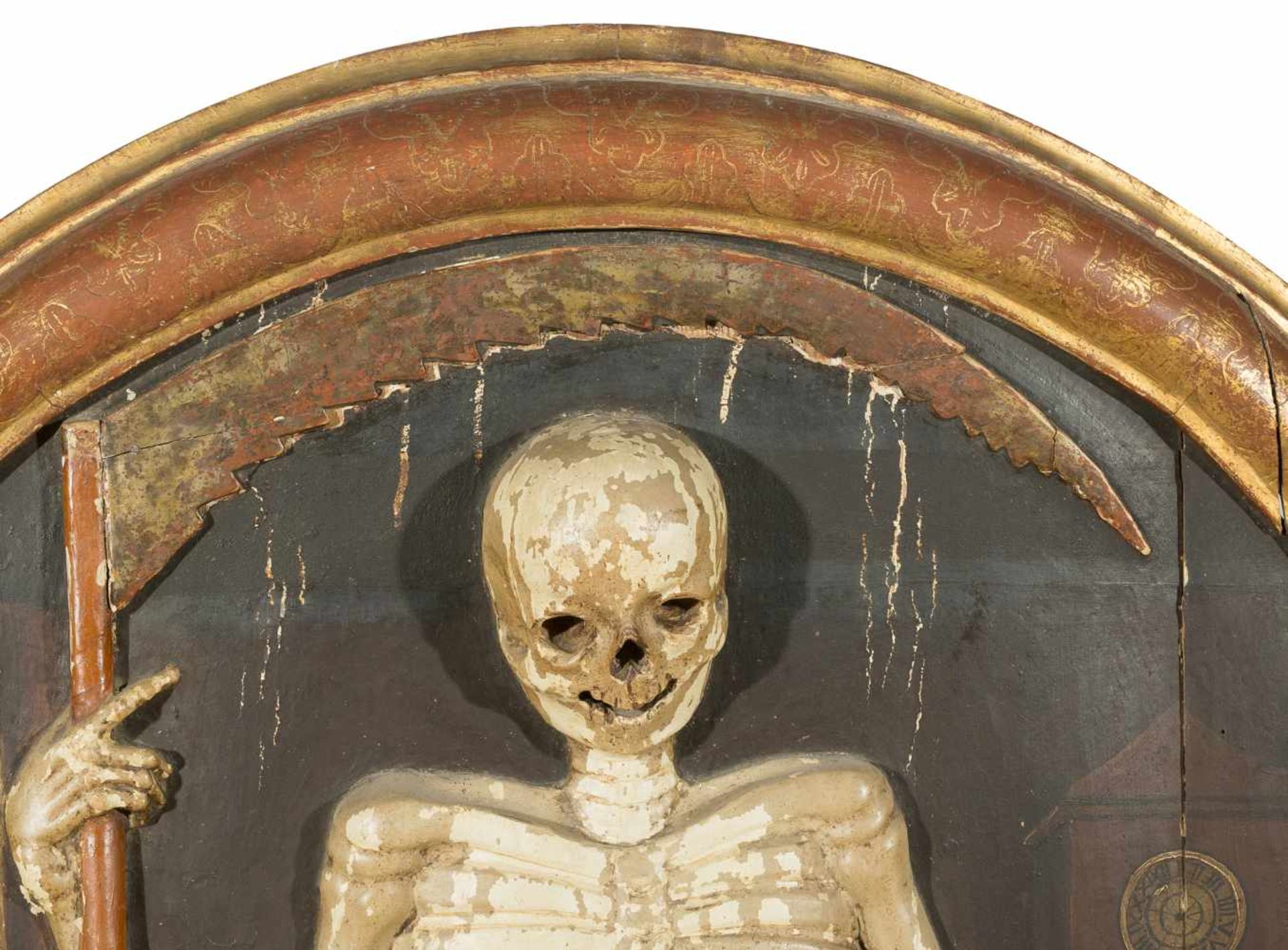 "Allegory of Death - Vanitas". Colonial School. Mexico. Late 17th century.Exceptional and unusual - Bild 5 aus 8