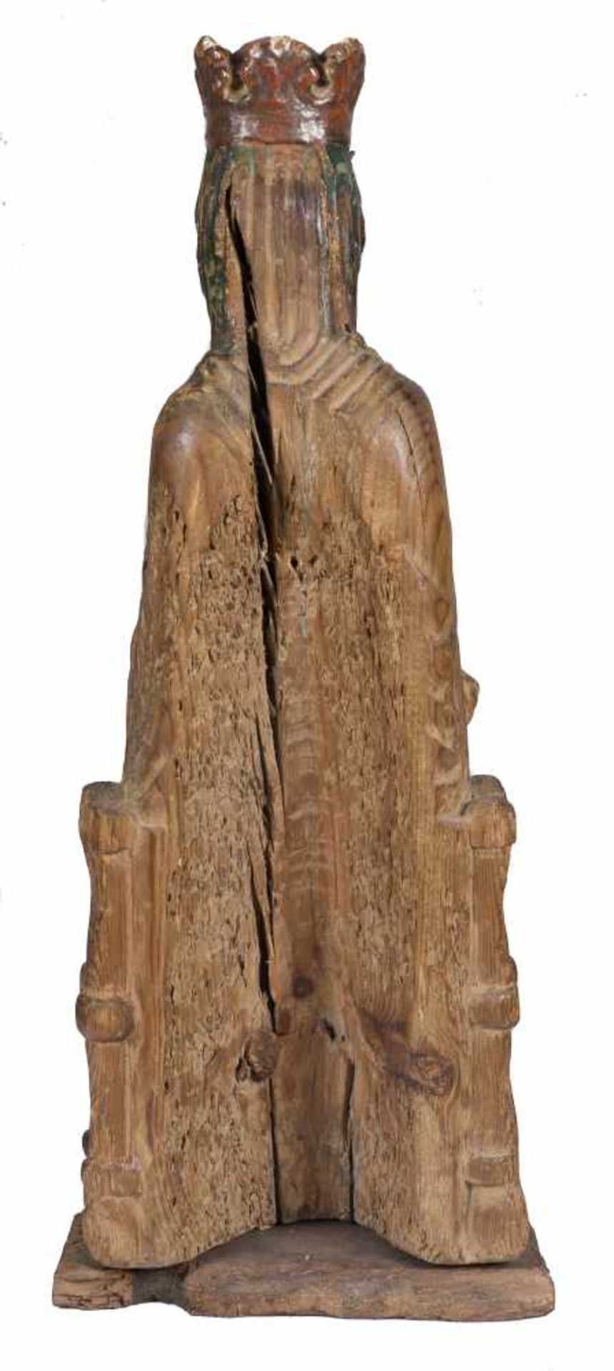 Seat of Wisdom (Sedes Sapientiae)". Carved and polychromed wooden sculpture. Catalan School. - Bild 8 aus 8