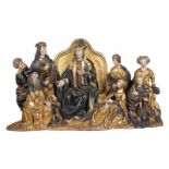 Magnificent carved, gilded and polychromed sculptural group. Flemish or German School. Limburg or