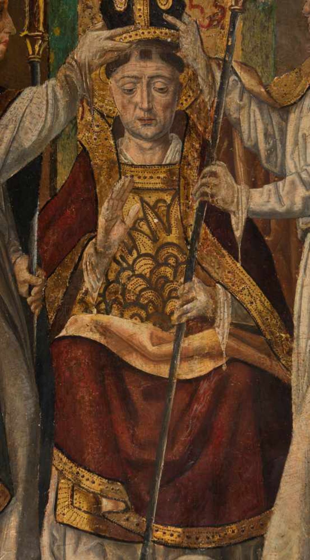 15th century Spanish School"Saint Augustine"Tempera and gold leaf on panel. Some restoration work. - Bild 5 aus 6