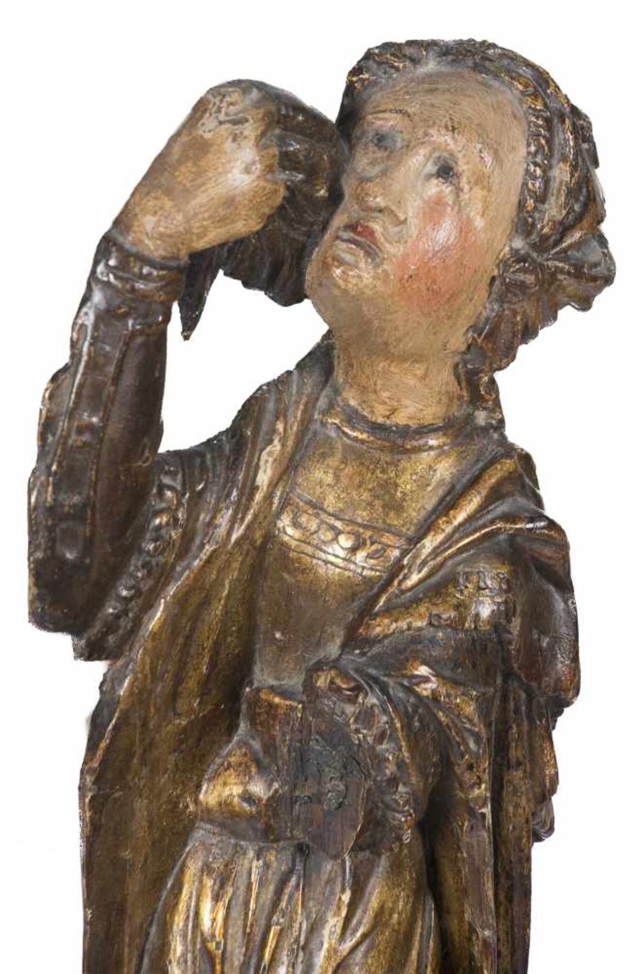 Small, carved, gilded and polychromed fragment of an altarpiece. Flemish School. Antwerp. Circa 1510 - Bild 2 aus 3