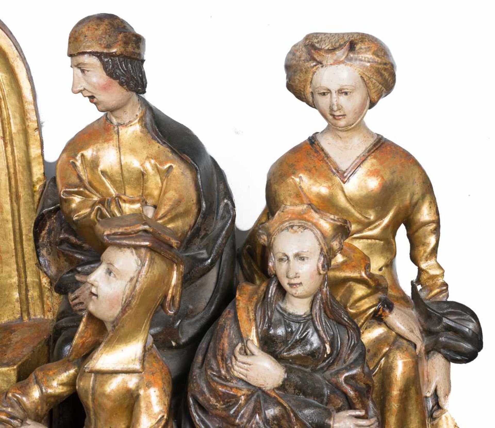 Magnificent carved, gilded and polychromed sculptural group. Flemish or German School. Limburg or - Bild 16 aus 22