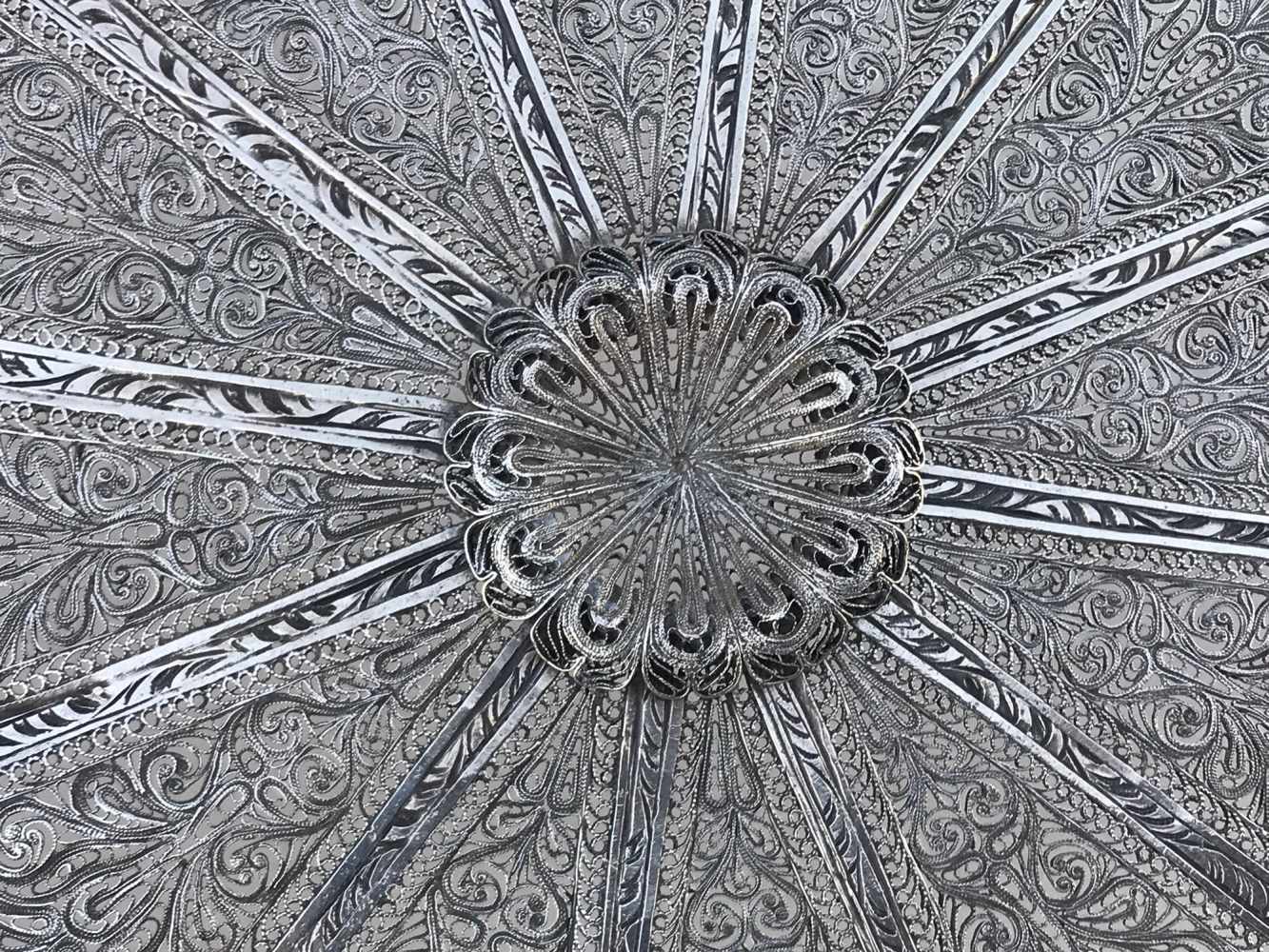 Silver filigree and embossed centre. Indo Portuguese. Possibly Goa. 18th - 19th centuries - Image 3 of 5