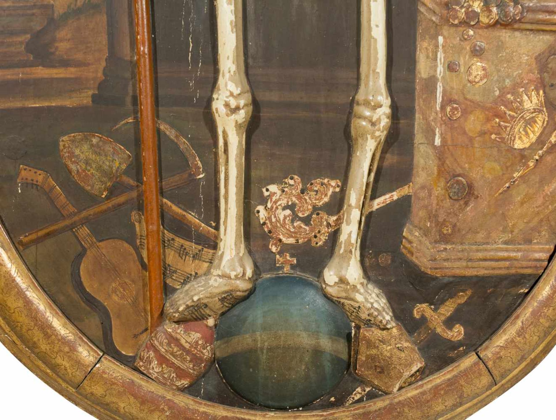 "Allegory of Death - Vanitas". Colonial School. Mexico. Late 17th century.Exceptional and unusual - Bild 8 aus 8