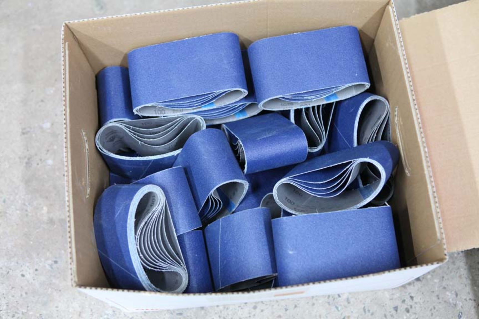 Box of Blue sanding belts