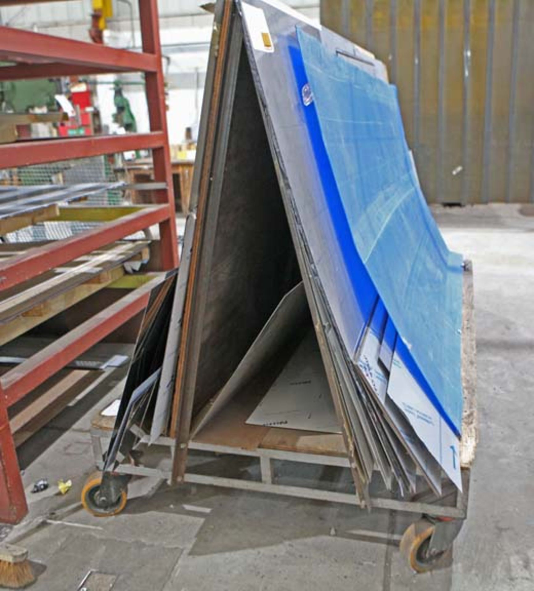 Trolley 2400 x 1200 with sheet panel rack. No contents