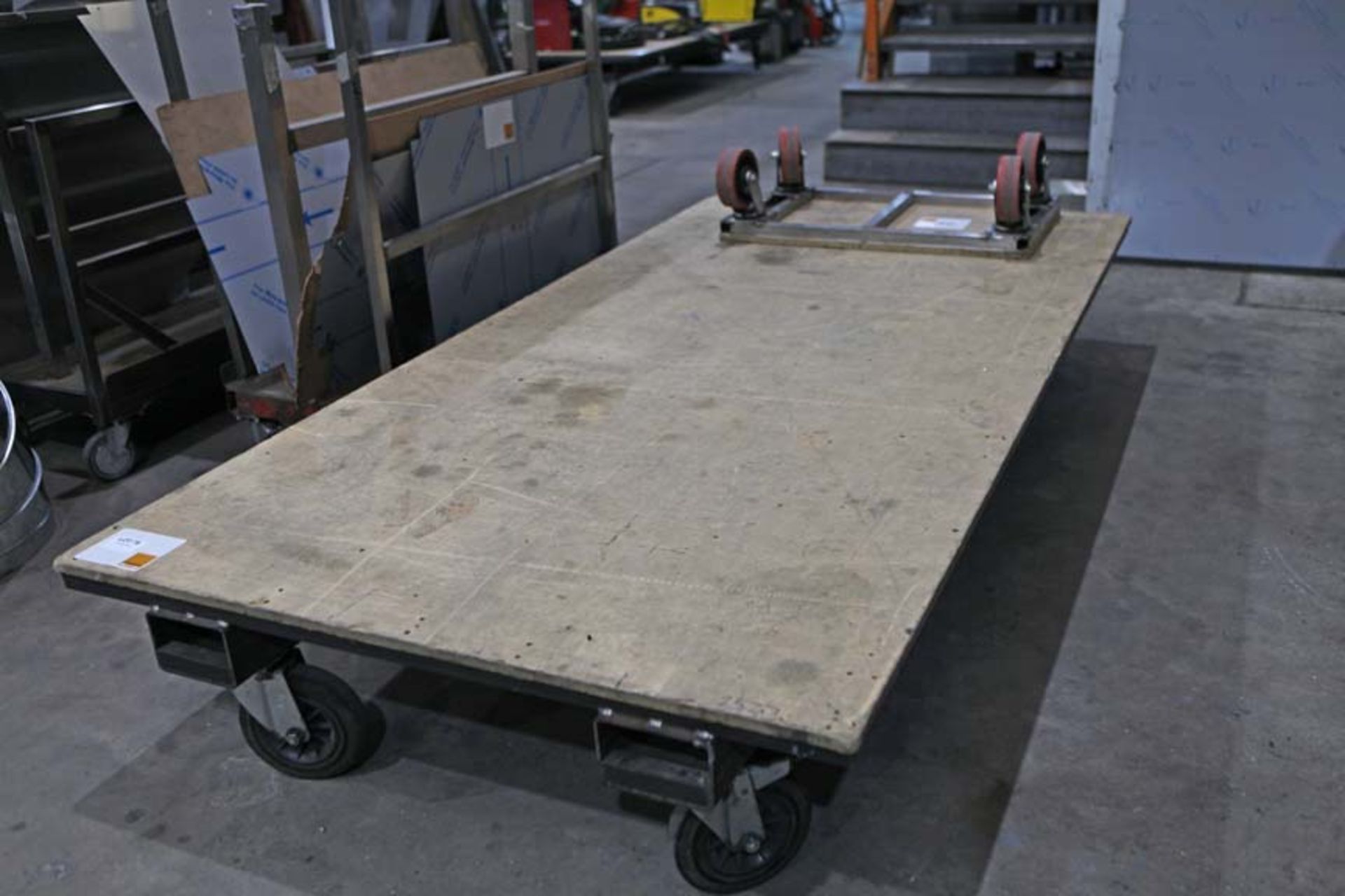 2 low trolley tables 2400 x 1200 with small trolley