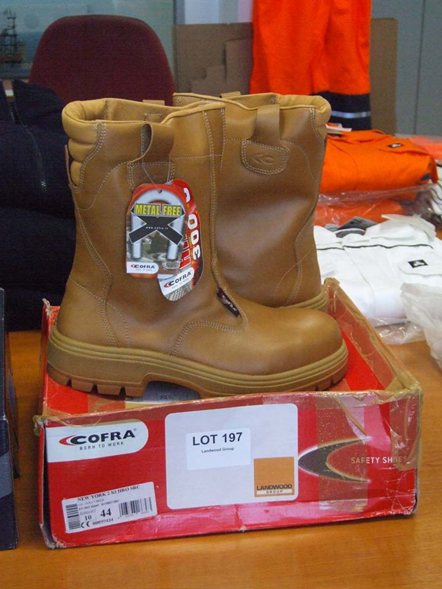 Pair of COFRA Tan colour Size 10 Safety Boots in box