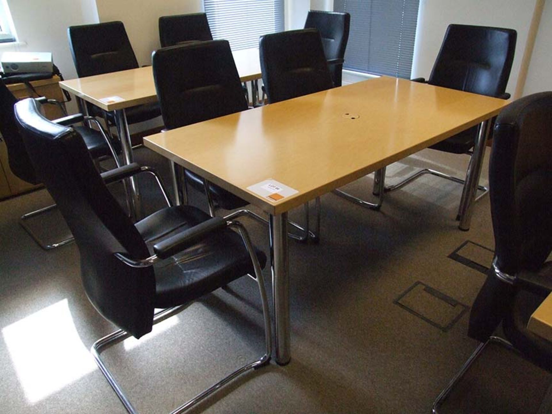 Office Table 1600 x 800 with 4 chrome frame leather chairs