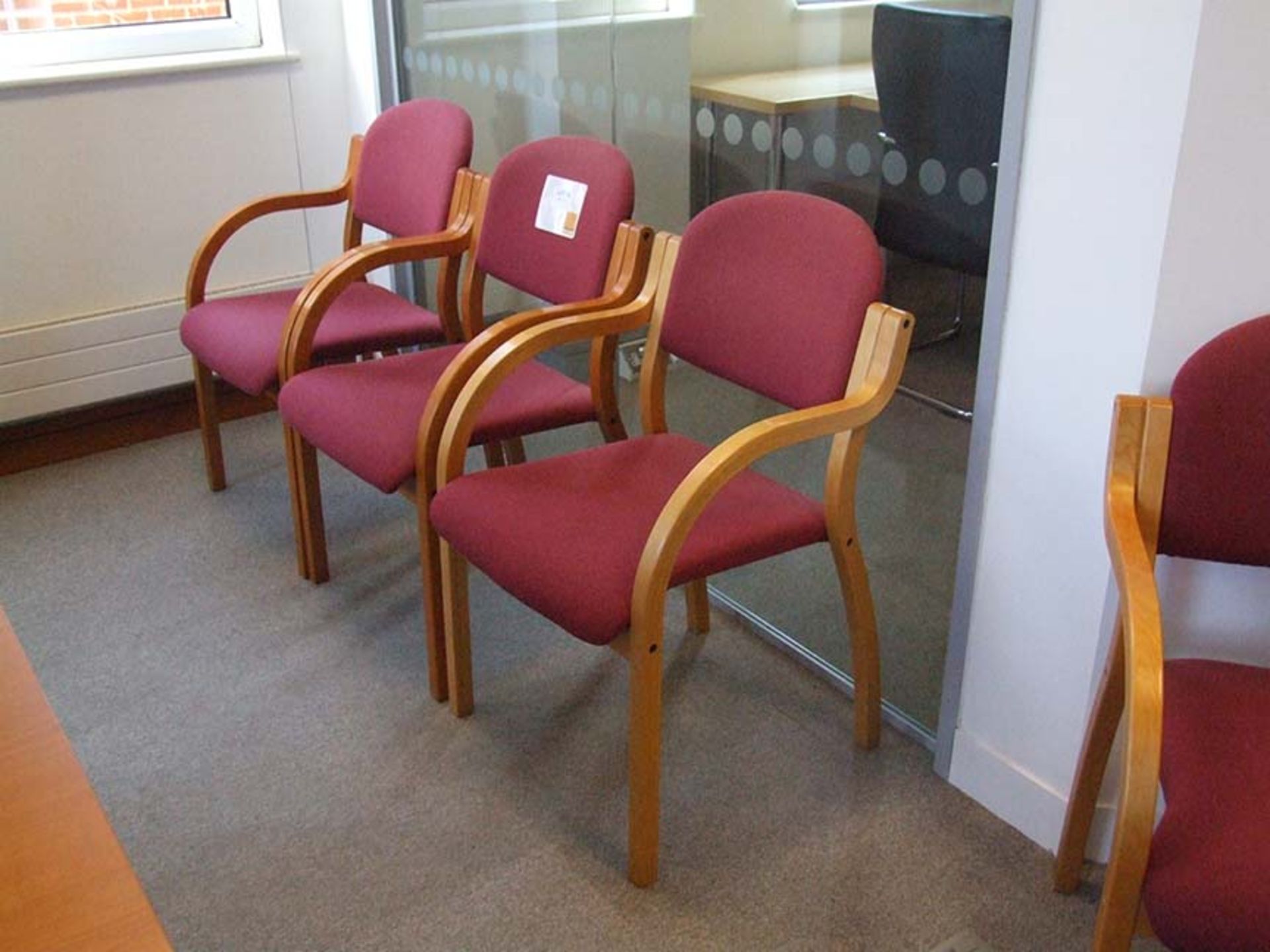 6 Light wood framed Arm Chairs