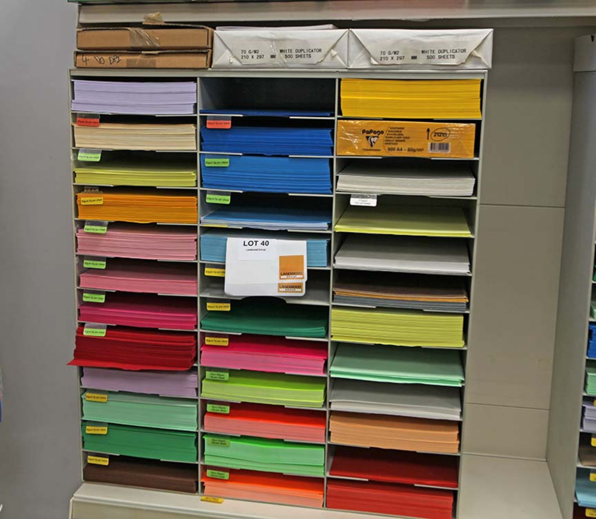 Rack and coloured paper contents