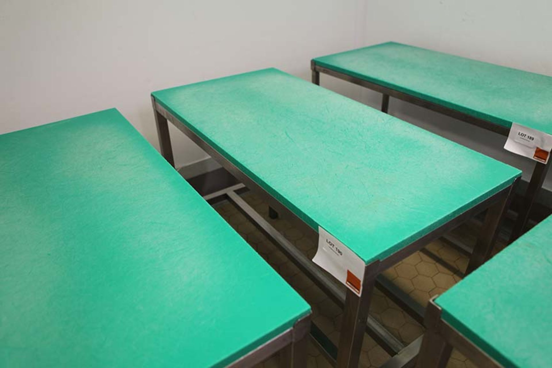 Meat preparation table with Green top 1200 x 600 mm