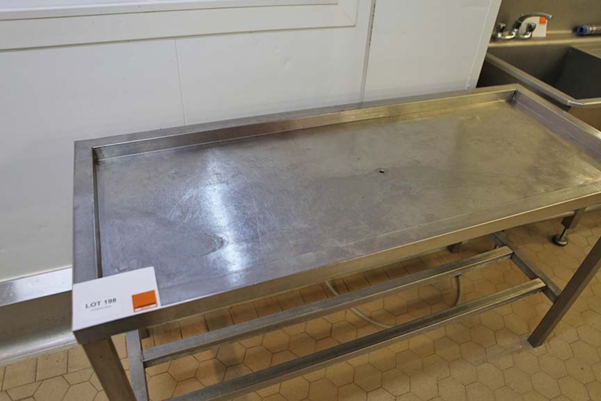Stainless Steel top table with central drain hole 1500 x 600 mm
