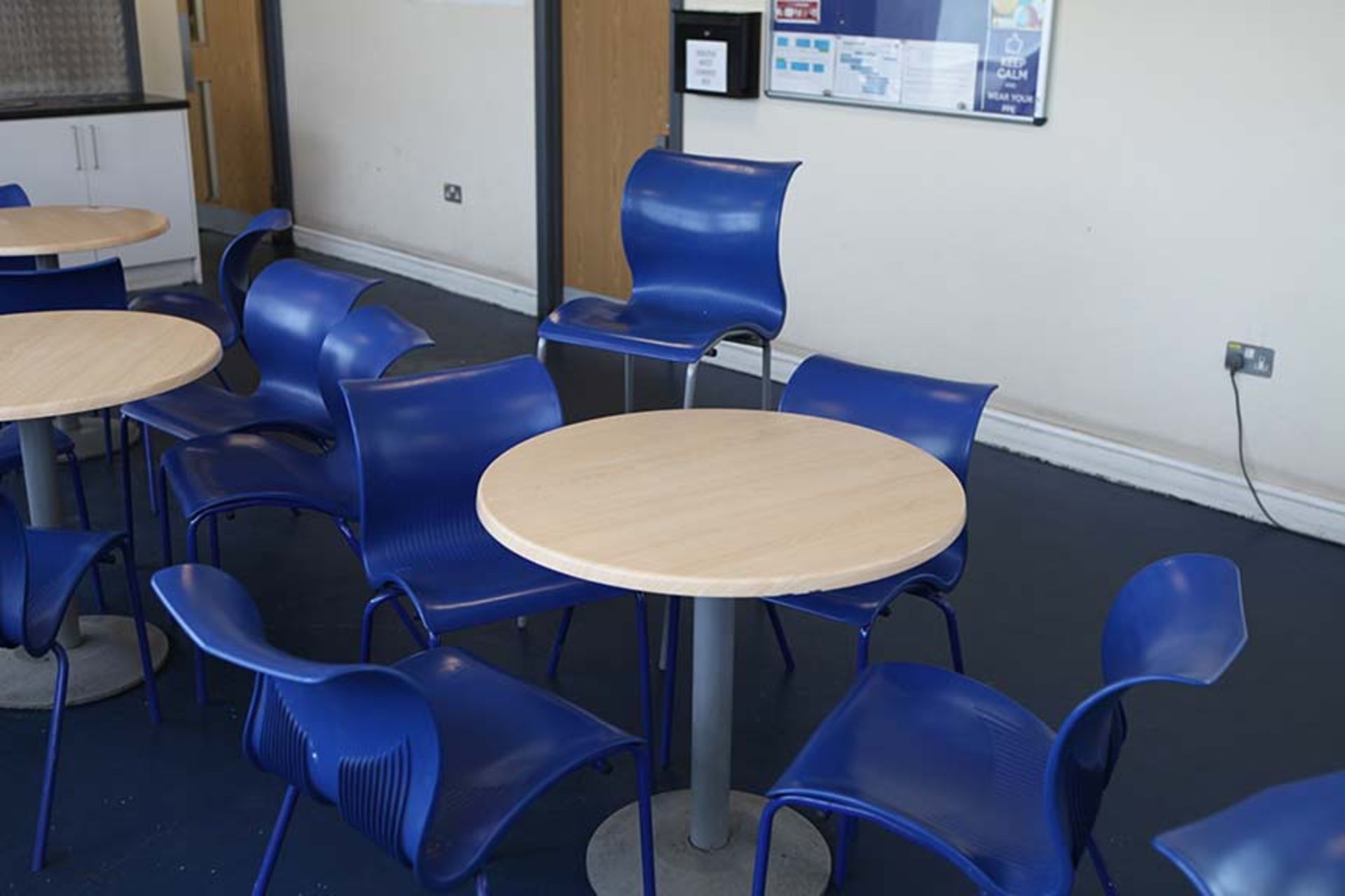 Canteen furniture 6 circular tables 27 Chairs and 8 tall chairs