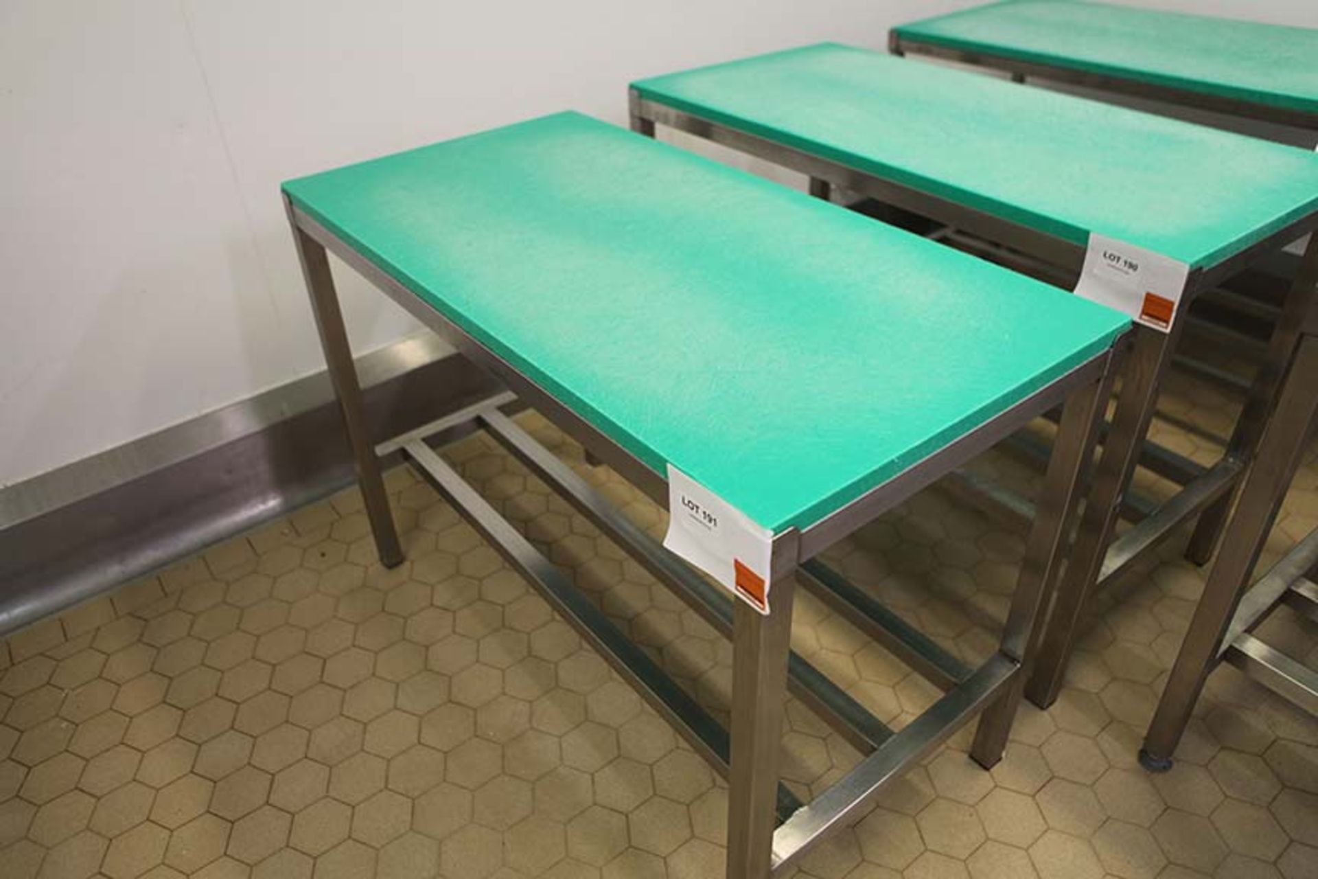 Meat preparation table with Green top 1200 x 600 mm