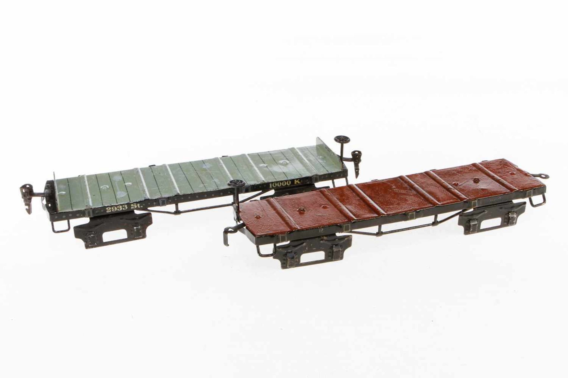 2 Märklin Rungenwagen 2933, S 1, NV, L 28, als Ersatzteile