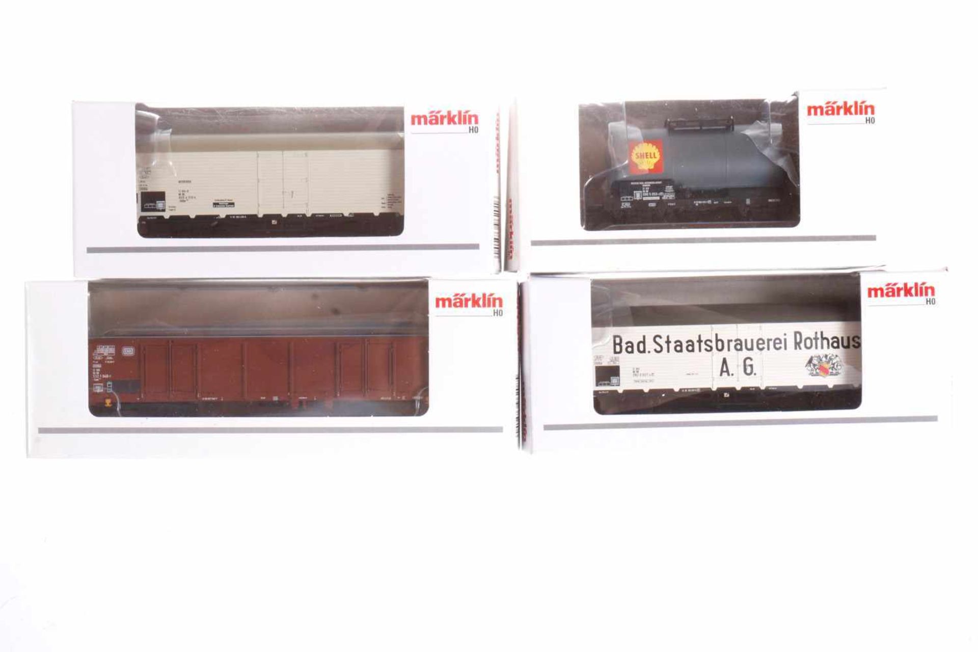 4 Märklin Wagen 00760-20, 00767-03, -06 und -10, S H0, je im OK, Z 1-2