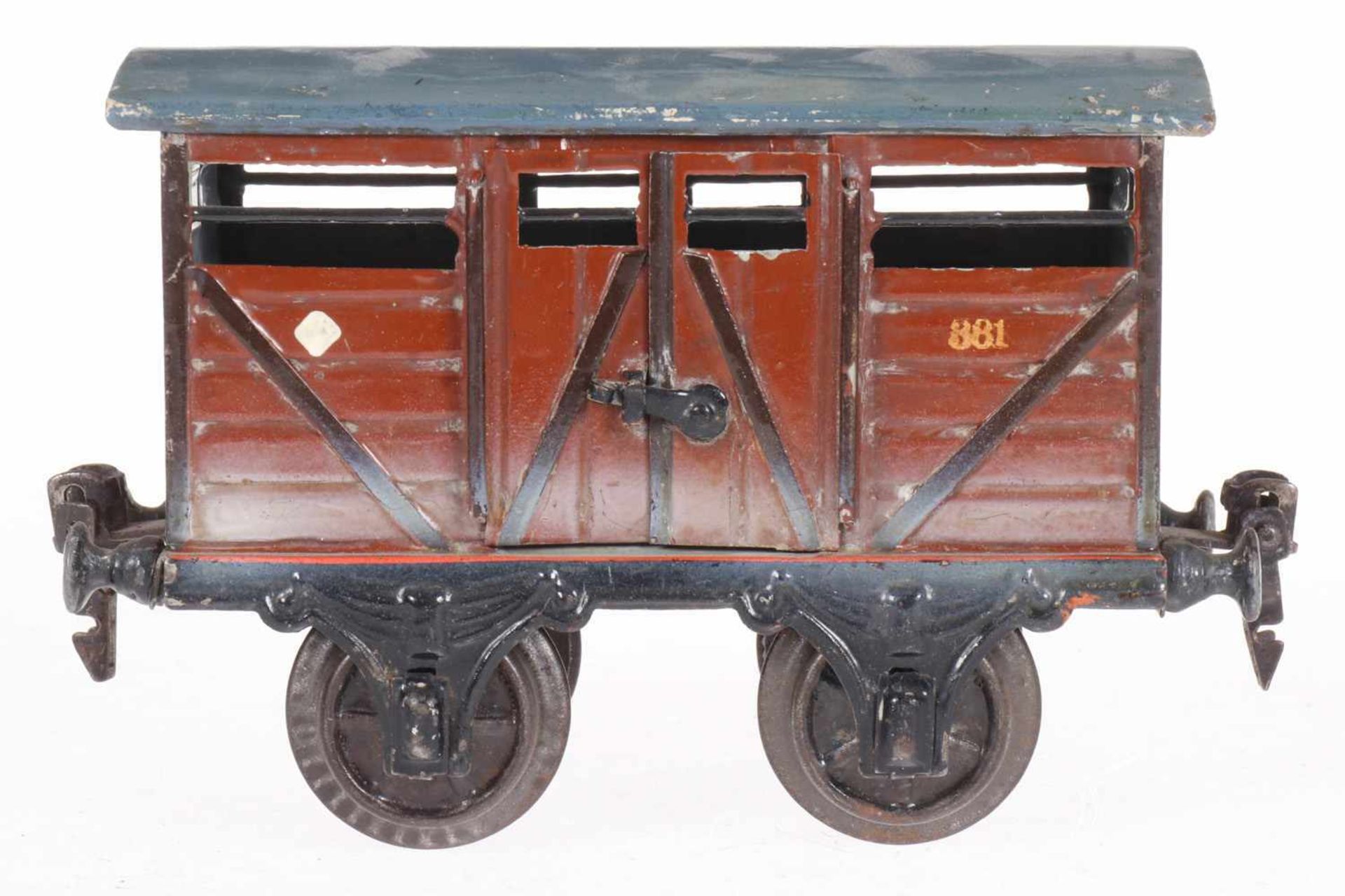 Märklin Viehwagen 2866, S 1, uralt, HL, mit 2 DTH, LS und gealterter Lack, L 15, Z 2-3