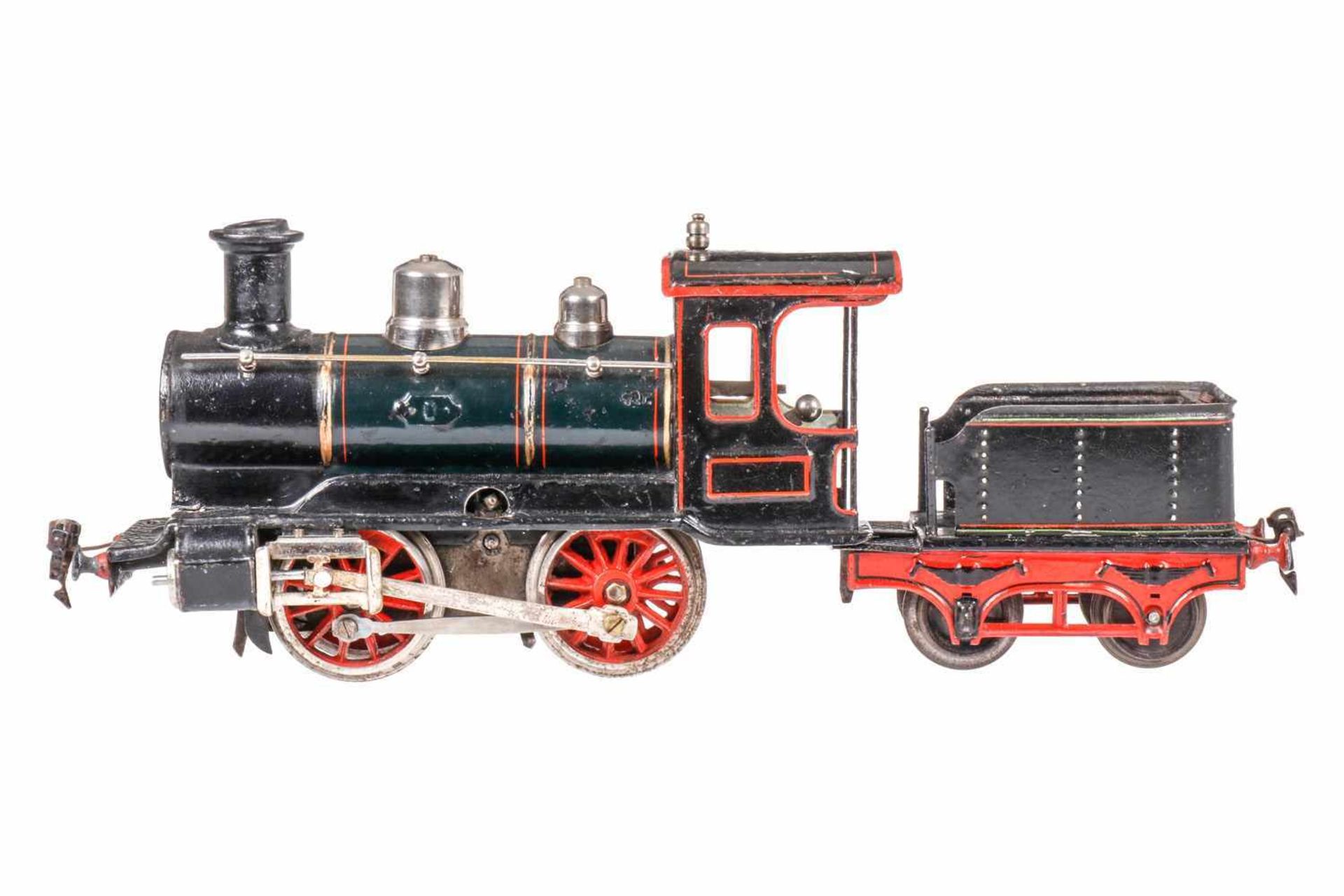 Märklin B-Dampflok R 1021, mit 2A Tender, S 1, HL, Uhrwerk zäh, 3 Laternen fehlen, vor-/rückwärts,