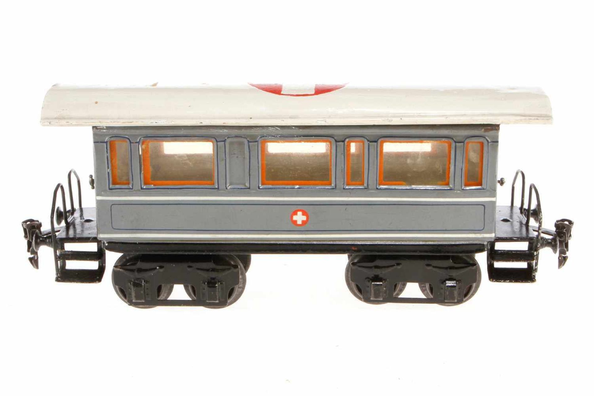 Märklin Saniwagen 1848, S 1, uralt, HL, mit 2 AT, Dach und tw innen alt nachlackiert, 1 Stirnseite