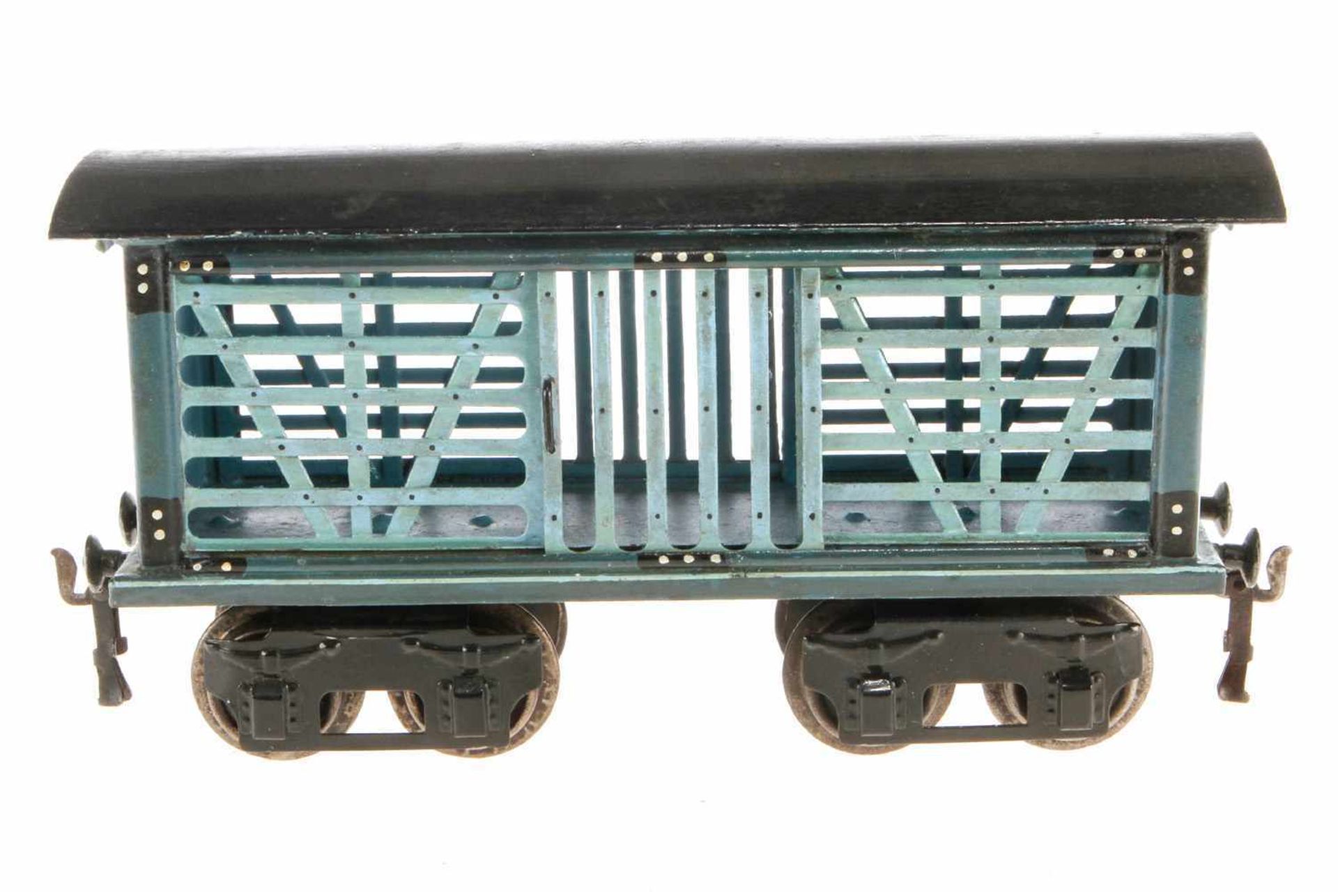 Märklin Viehwagen 1871, S 1, uralt, HL, mit 2 ST, Unterboden nachlackiert, LS tw ausgebessert,