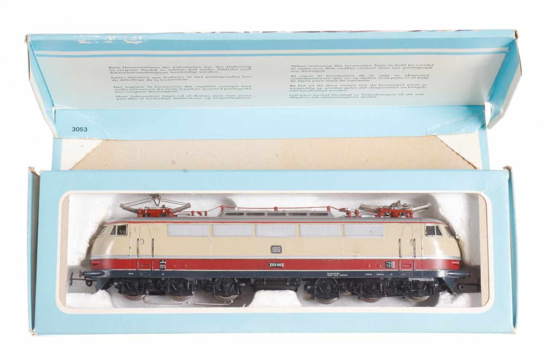 Märklin E-Lok "E 03 002" 3053, S H0, creme/rot, Alterungsspuren, im leicht besch. OK, sonst noch Z