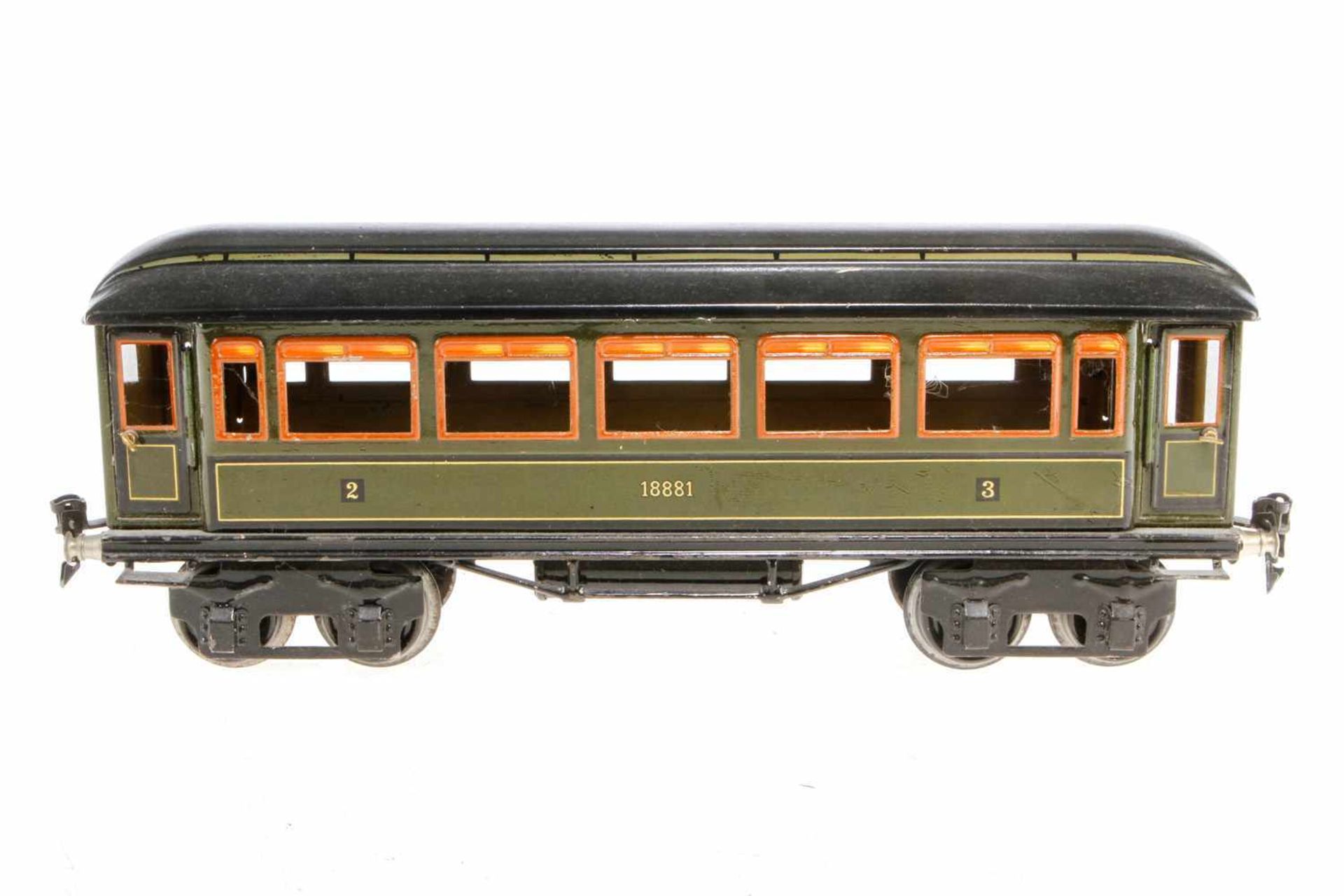 Märklin Personenwagen 1886, S 1, CL, mit 4 AT, ohne Scheiben, LS und gealterter Lack, L 33, Z 2-3