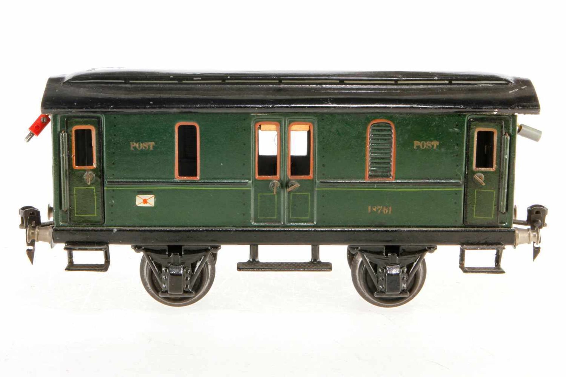 Märklin Postwagen 1876, S 1, HL, mit 4 AT, LS tw ausgebessert, gealterter Lack, L 24, Z 2-3