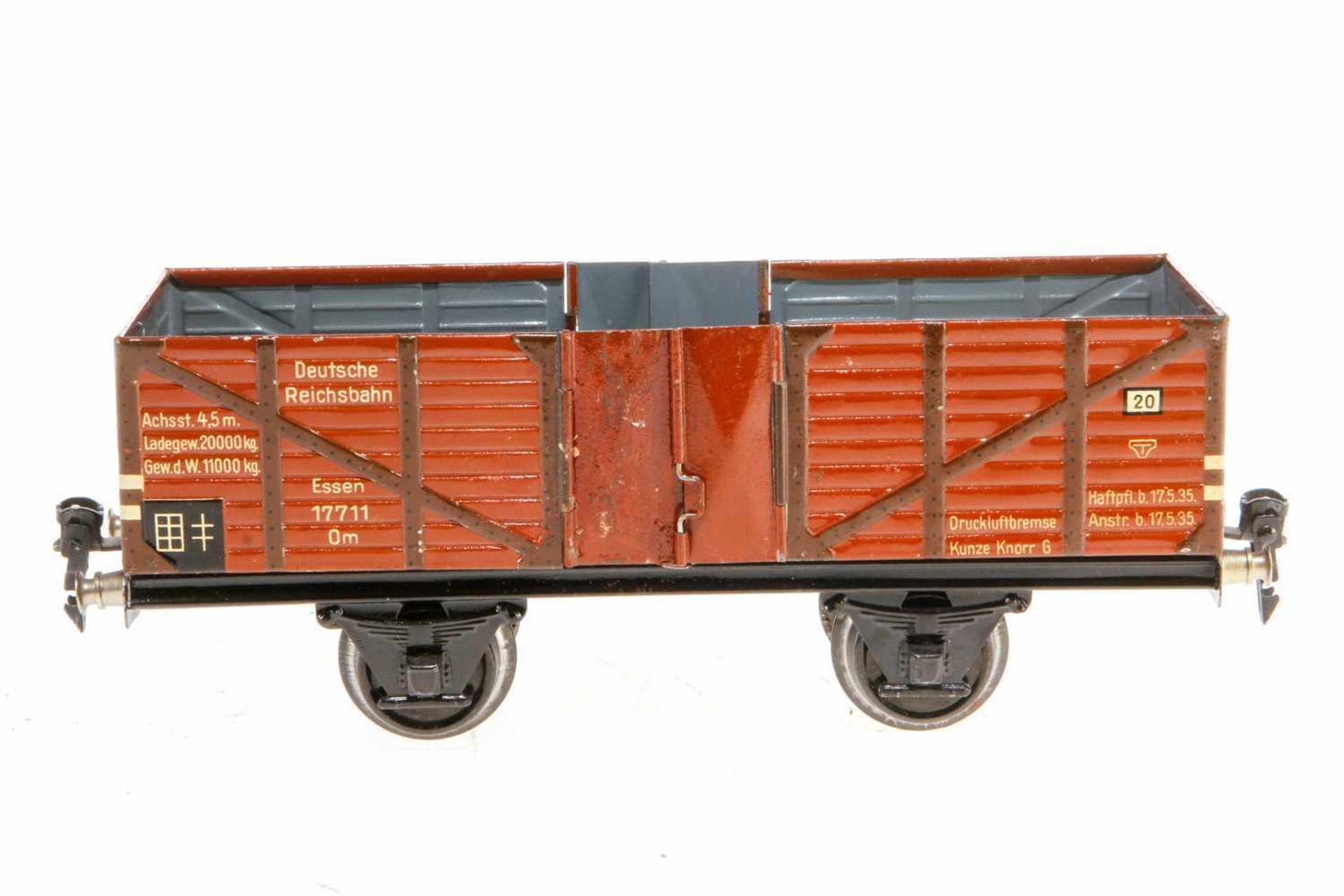 Märklin offener Güterwagen 1765, S 1, CL, mit 2x 2 LT, LS, gealterter Lack, tw Lagerspuren, L 24,