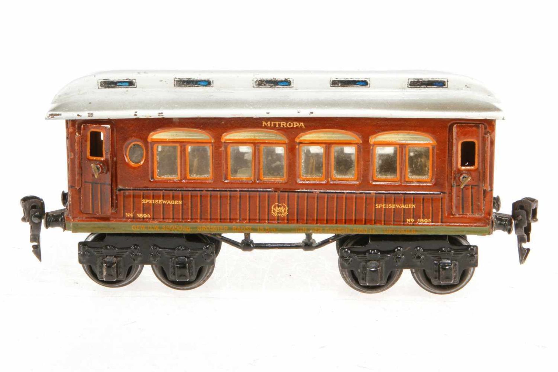 Märklin Mitropa Speisewagen 1894, S 0, HL, mit Inneneinrichtung und 4 AT, LS und gealterter Lack,