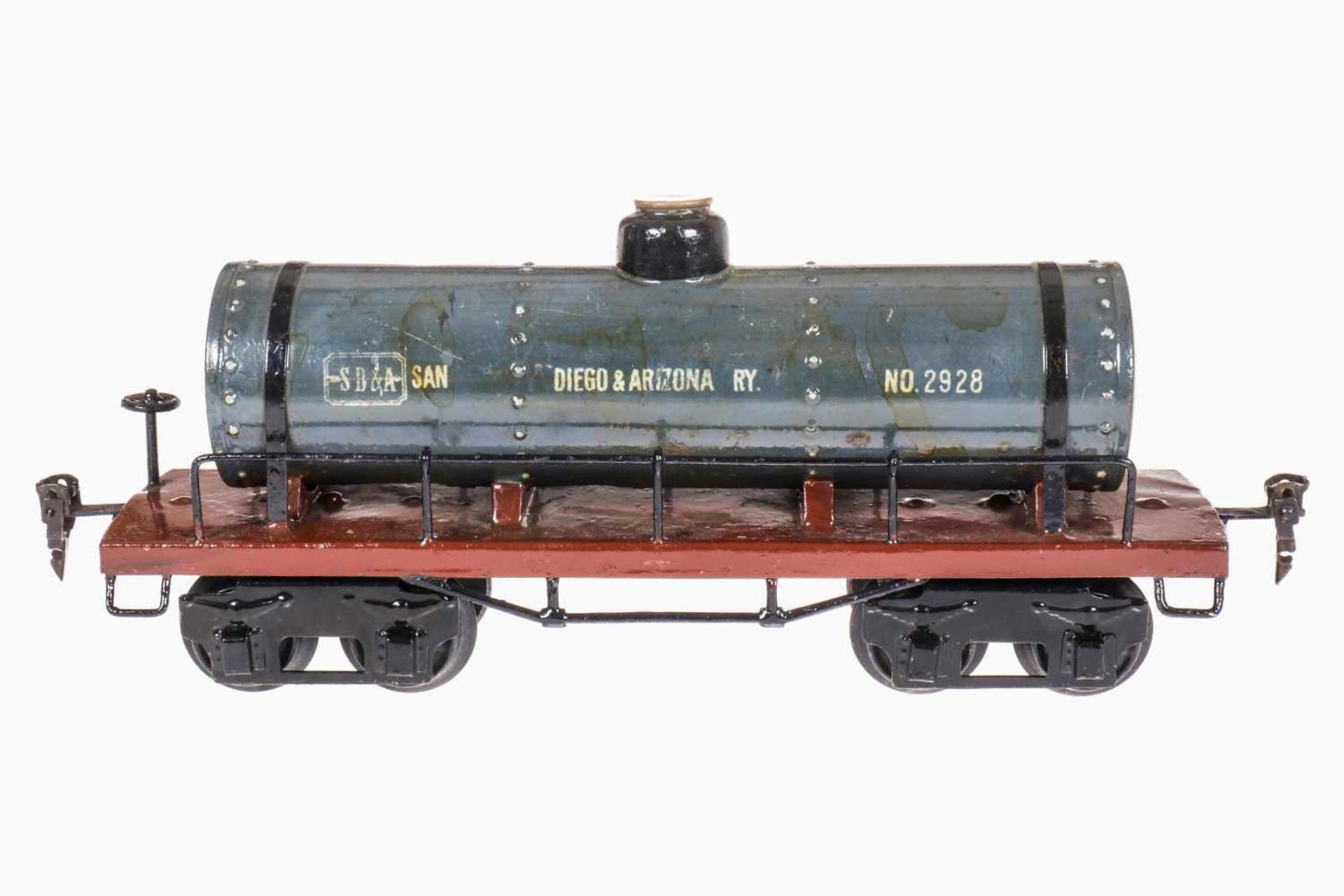 Märklin amerikanischer Kesselwagen 2928 "San Diego & Arizona", S 1, HL, Rahmen nachlackiert, LS tw