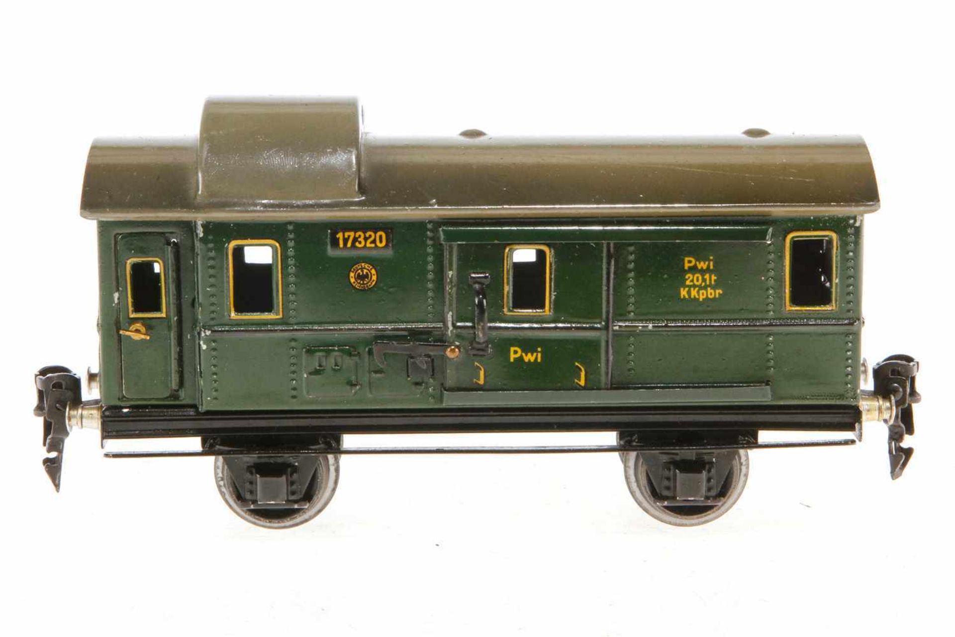 Märklin Gepäckwagen 1732, S 0, CL, mit 2 AT und 2 STH, LS und gealterter Lack, L 18,5, sonst noch