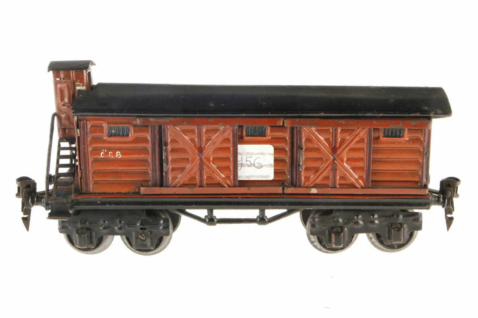 Märklin gedeckter Güterwagen 1956, S 0, HL, 4 ST, BRHh, Alterungsspuren, L 21,5, noch Z 2