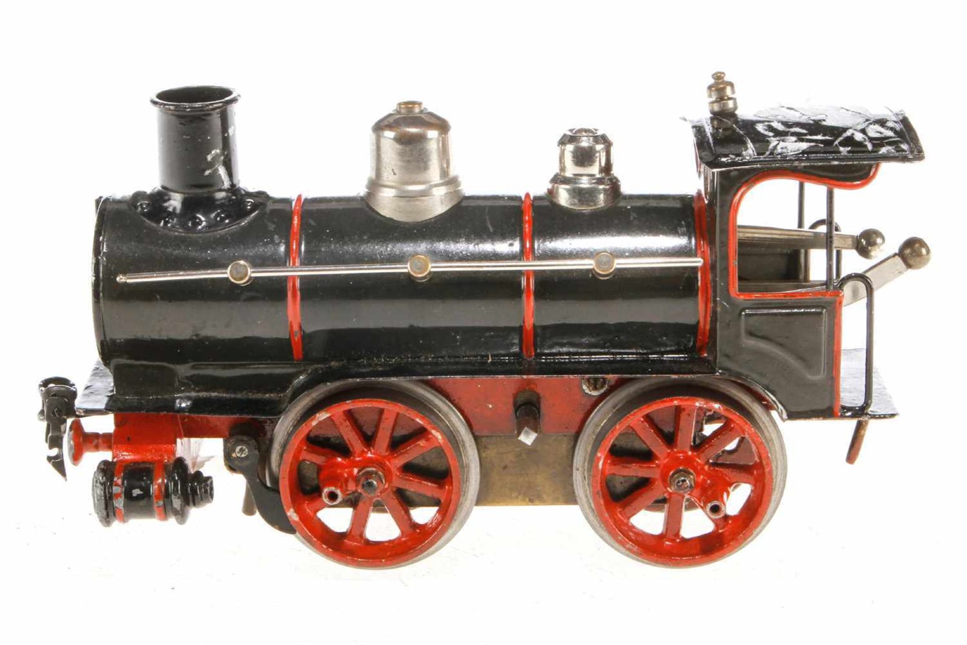 Märklin B-Dampflok R 1021, S 1, uralt, Uhrwerk intakt, ohne Tender, Dampfdome vernickelt, mit