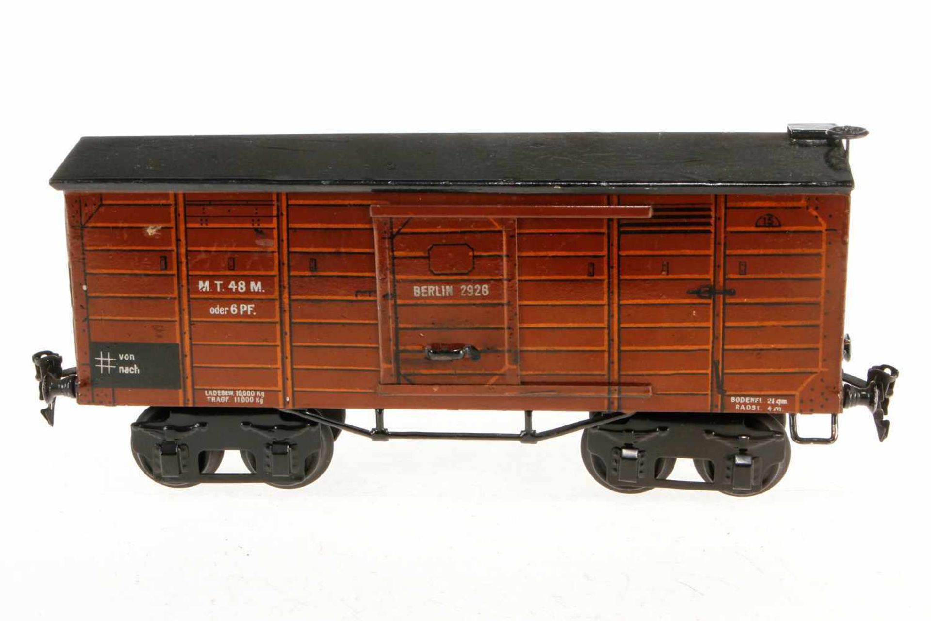 Märklin gedeckter Güterwagen 1926, S 1, HL, mit 2 ST, Dach farbl. rest., LS und gealterter Lack, L