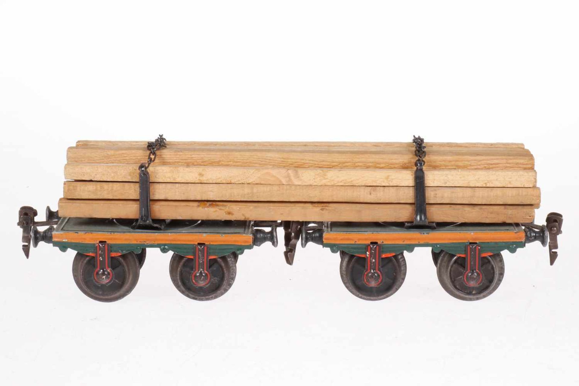 Märklin Langholzwagen 1814, S 1, uralt, HL, mit Schnittholz, LS und gealterter Lack, L 28, sonst Z