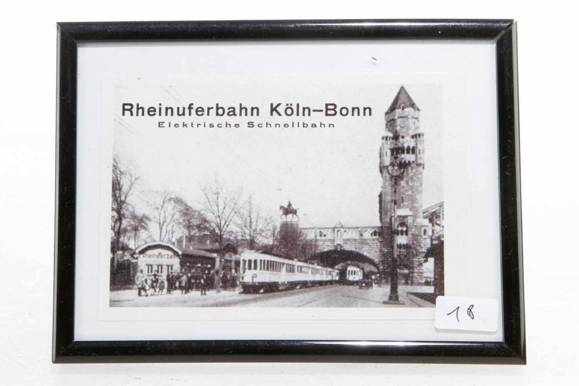 Gerahmte Postkarte mit Rheinuferbahn, L 19
