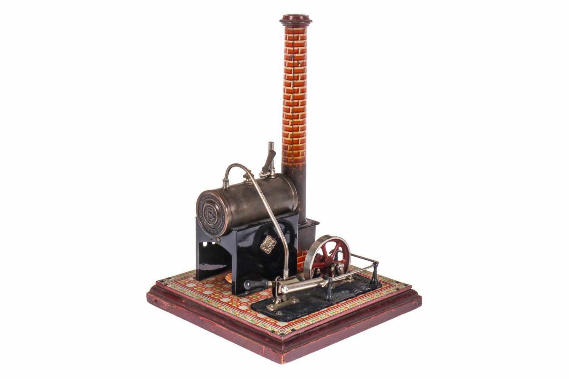 Kleine Bing Dampfmaschine, liegender Kessel, KD 3,5, mit oszill. Zylinder und Umschalter, Brenner