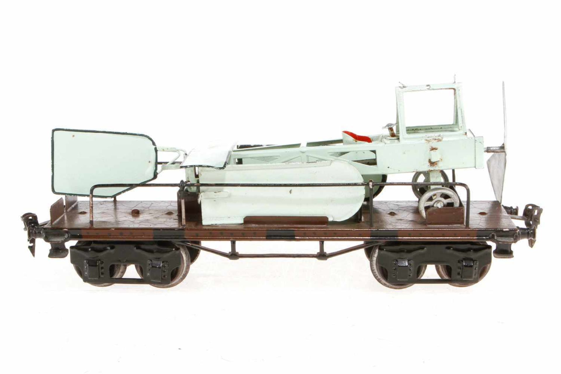 Märklin Flugzeugtransportwagen, S 1, HL, mit Flugzeug, LS und gealterter Lack, L 31,5, Z 2