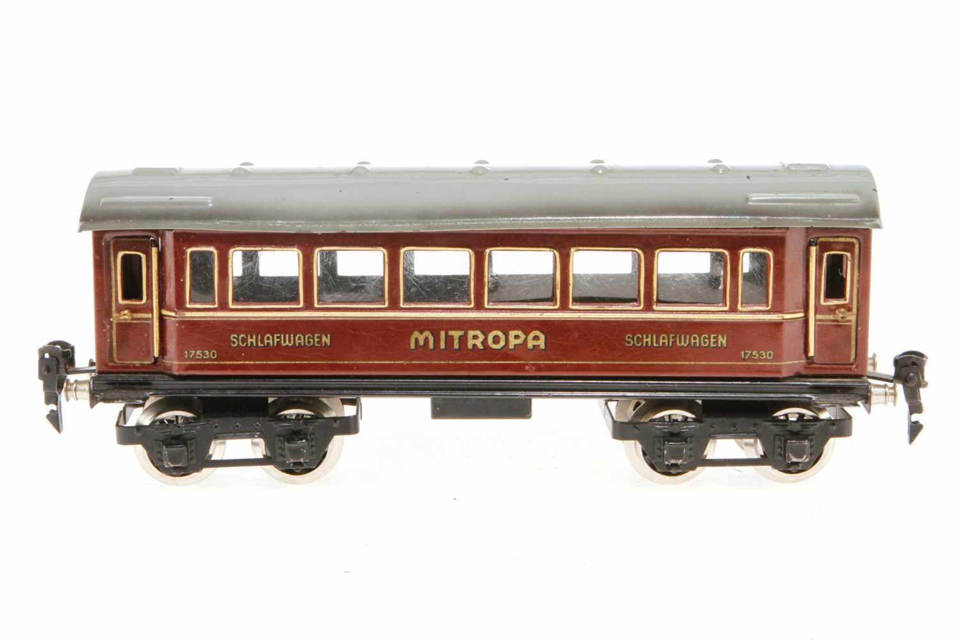 Märklin Mitropa Schlafwagen 1753, S 0, CL, mit 4 AT und neuen Gussrädern, LS und gealterter Lack,