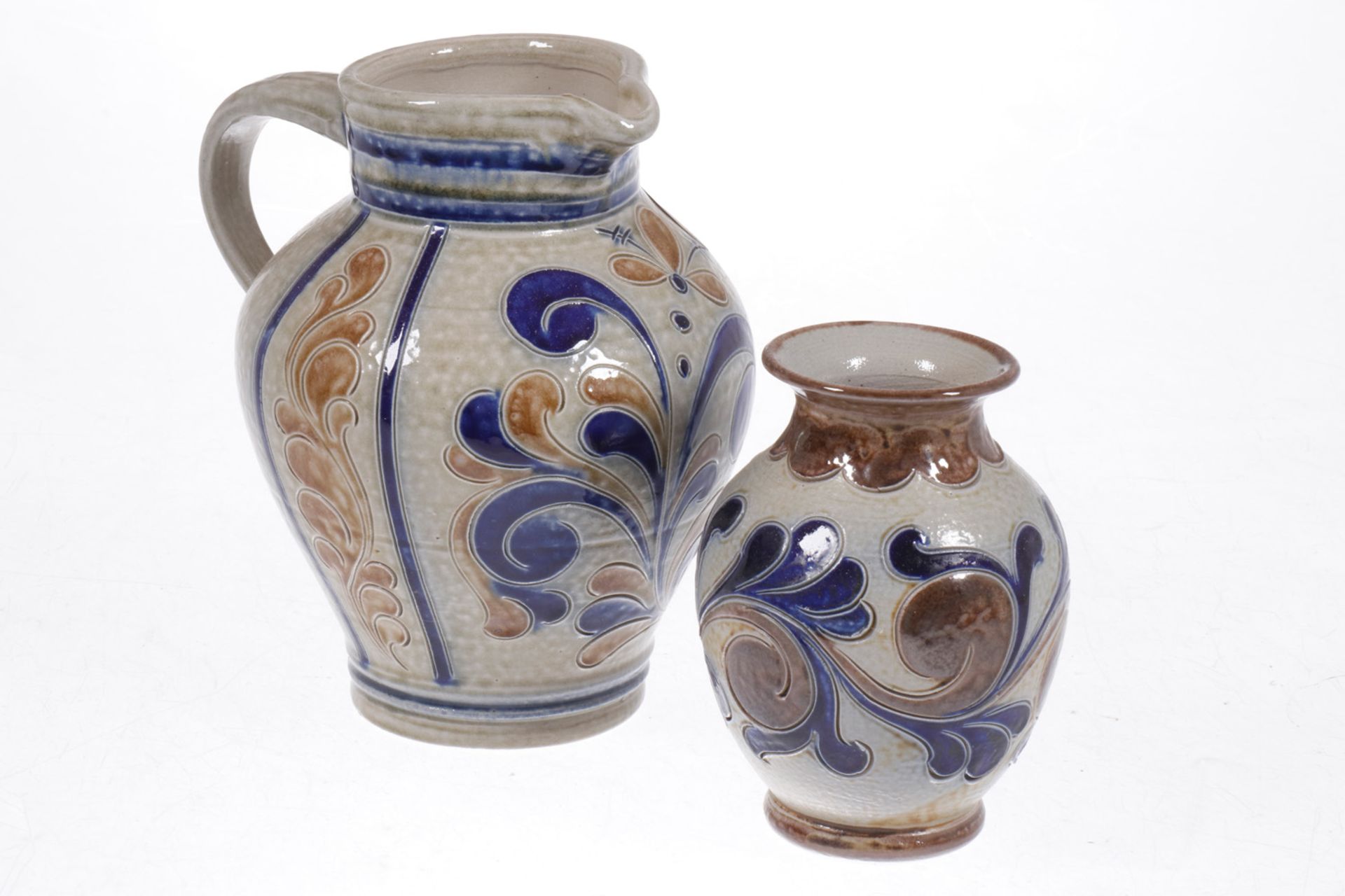Zinko Keramik-Krug und Vase, Handarbeit, H 13 und 19 cm