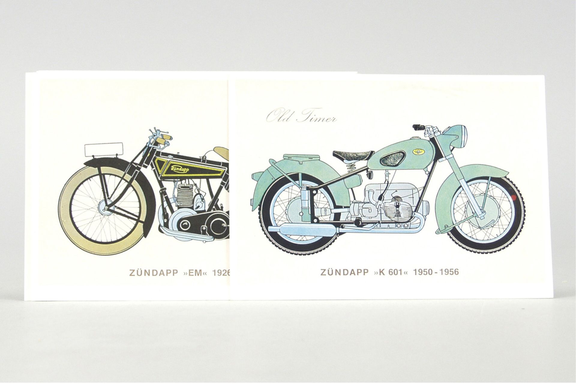 Konv. 6 Postkarten der Zündapp Werke: "EM", "K 800", "Derby", "Z 300", "K 601", und "Z 22"