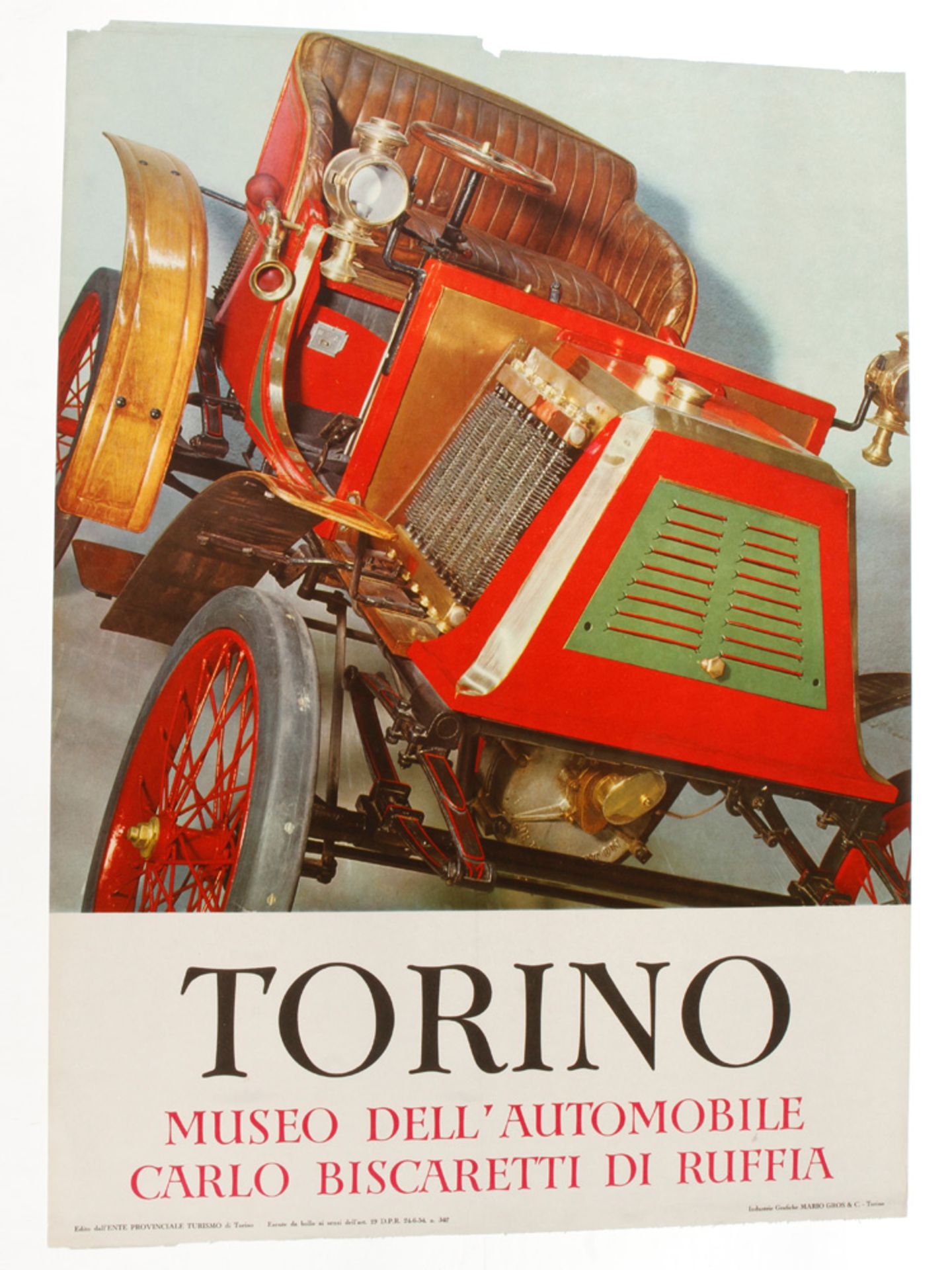 Original Museumsplakat Torino Museo dell' Automobile, Carlo Biscaretti di Ruffia, Edito Dall' Ente