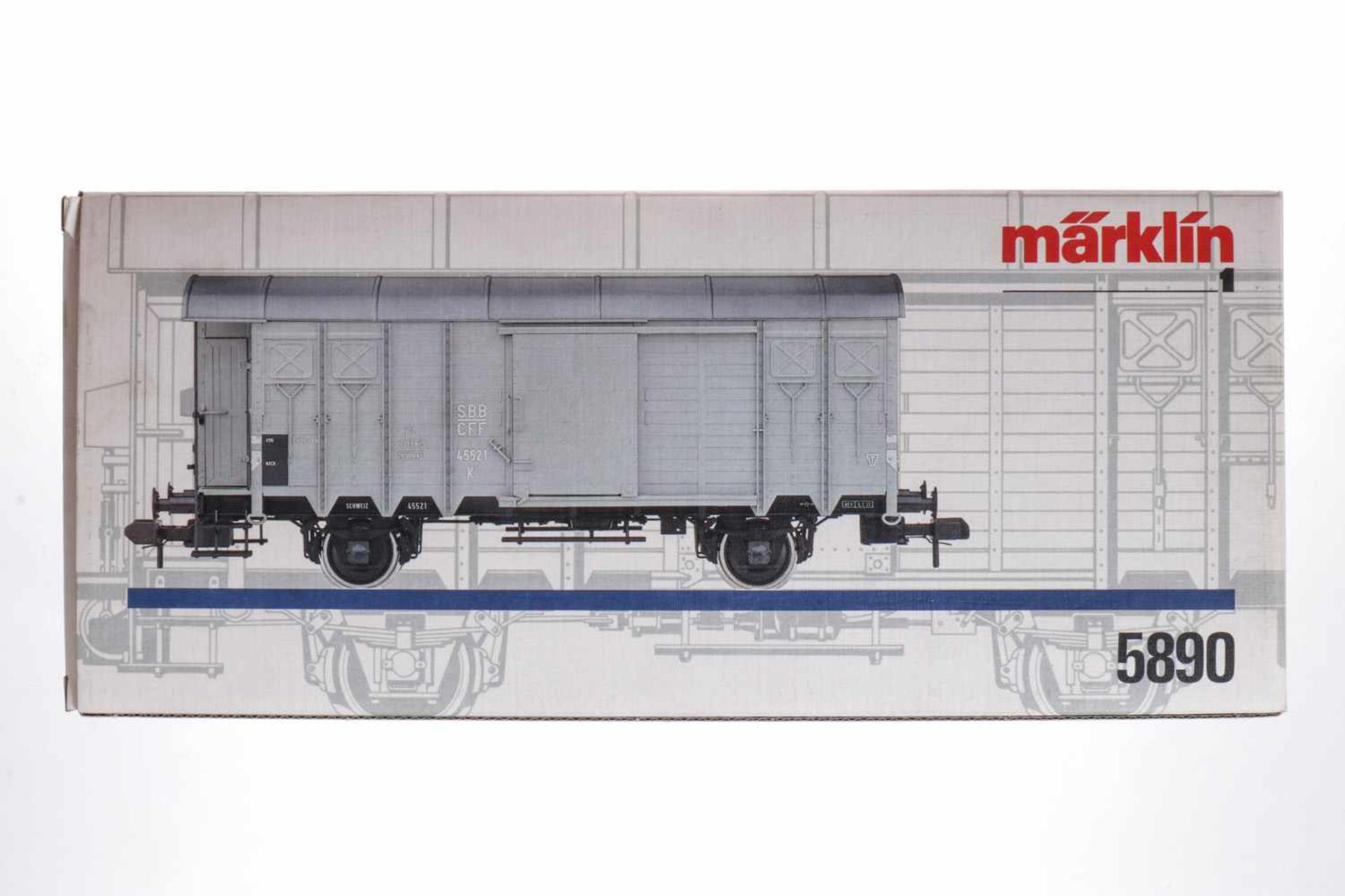 Märklin gedeckter Güterwagen 5890, S 1, grau, L 31, OK, Z 1-2