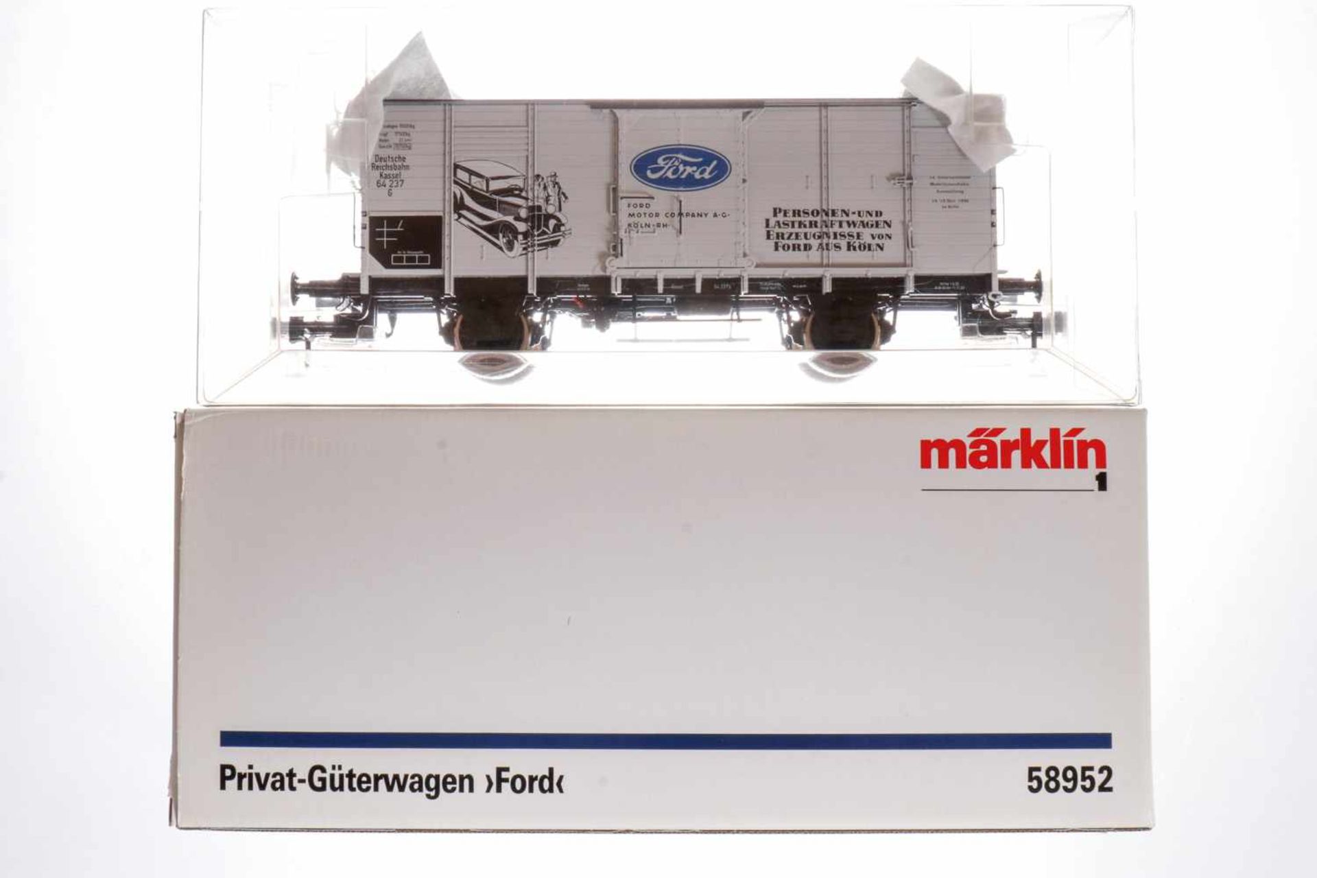 Märklin gedeckter Güterwagen 58952, S 1, weiß, L 30, OK, Z 1-2