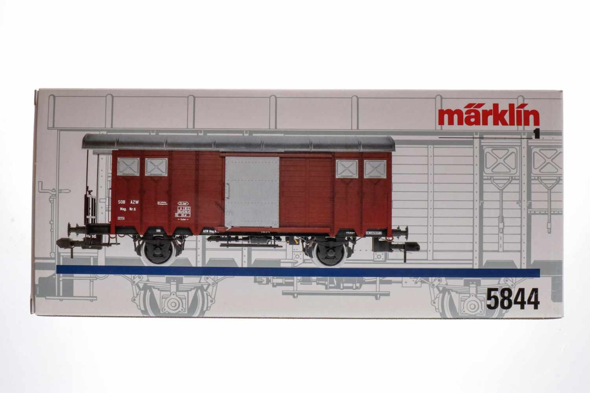 Märklin gedeckter Güterwagen 5844, S 1, braun, L 31, OK, Z 1-2
